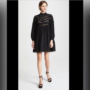 Zimmermann black Lace-trimmed silk crepe de chine mini dress, size 0